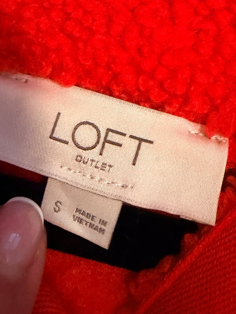 LOFT Red Sherpa Button-Up Pullover - Picture 3 of 3
